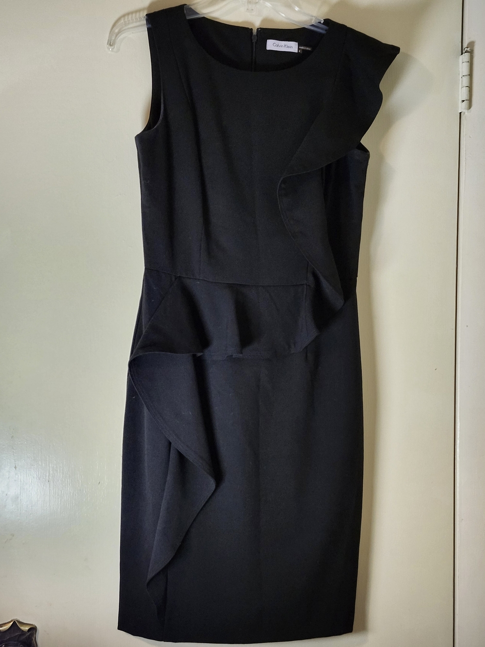 Calvin Klein Black Ruffle Sheath Dress Size 4